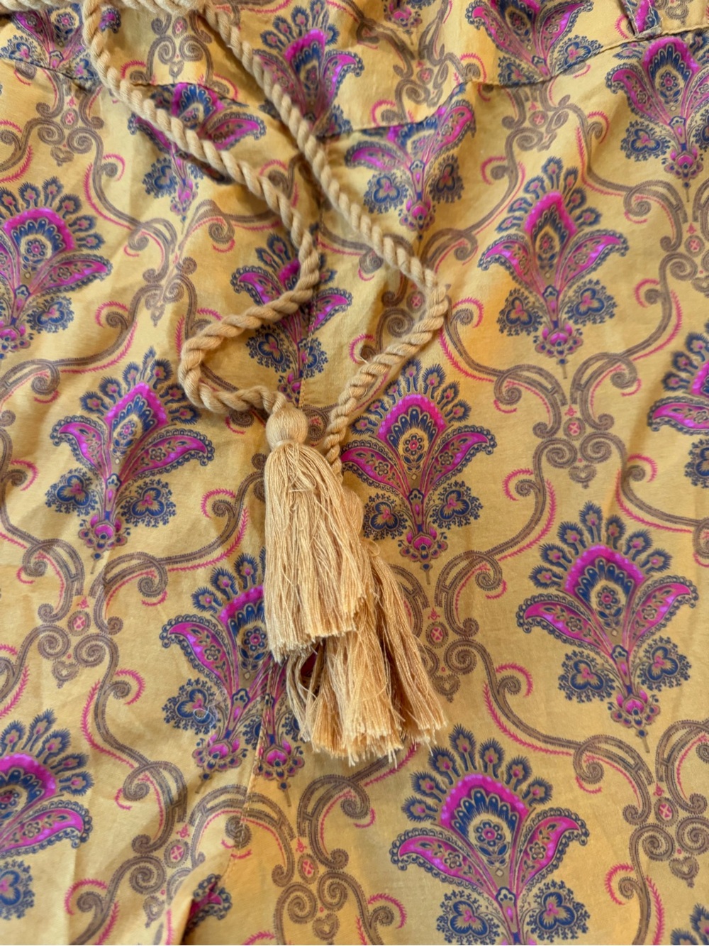Sundance yellow and red floral-patterned drawstring lounge pants Large D92 - Picture 2 of 6